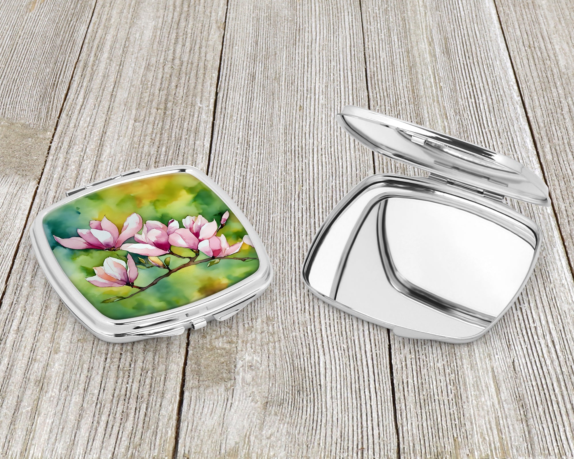 Mississippi Magnolia in Watercolor Compact Mirror Decorative Travel Makeup Mirror for Women Girls Gifts Pocket Makeup Mirror Folding Handheld