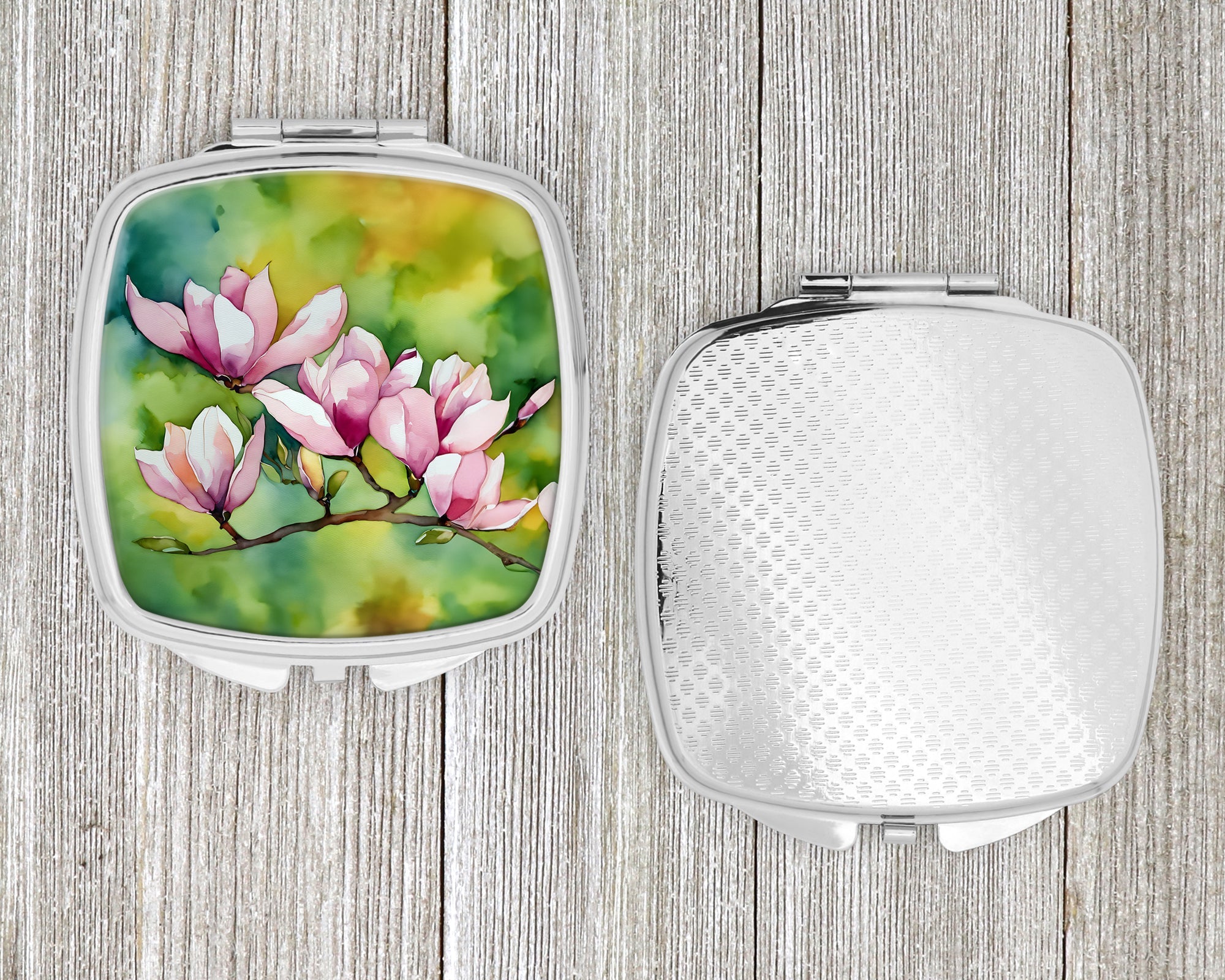 Mississippi Magnolia in Watercolor Compact Mirror Decorative Travel Makeup Mirror for Women Girls Gifts Pocket Makeup Mirror Folding Handheld