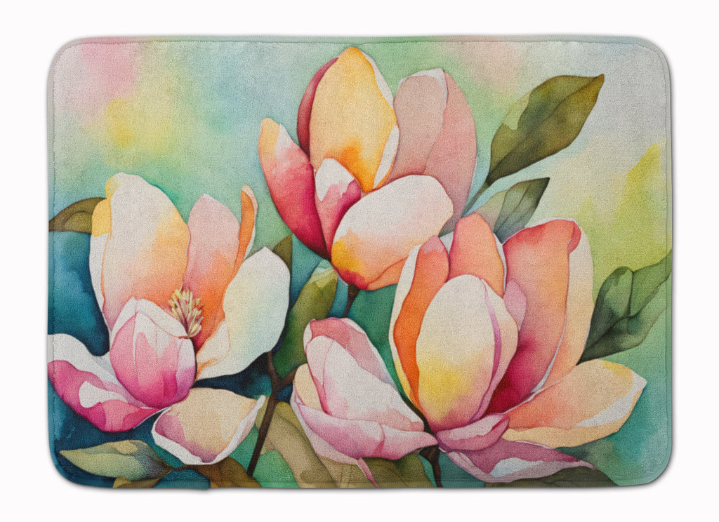 Mississippi Magnolia in Watercolor Memory Foam Kitchen Mat Machine Washable Anti-Fatigue Cushion Comfort Bath or Kitchen Rug