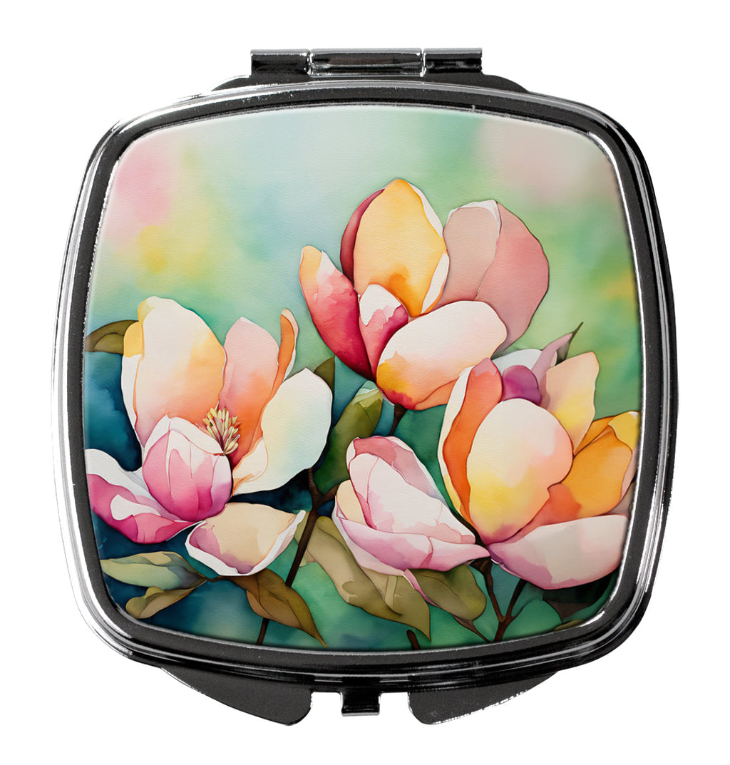 Mississippi Magnolia in Watercolor Compact Mirror Decorative Travel Makeup Mirror for Women Girls Gifts Pocket Makeup Mirror Folding Handheld