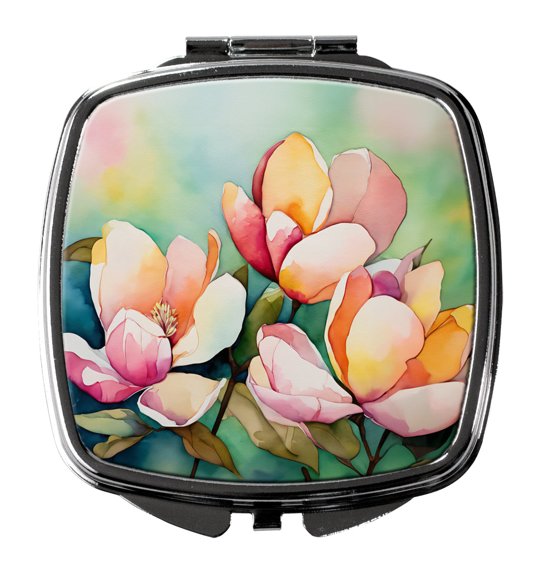 Mississippi Magnolia in Watercolor Compact Mirror Decorative Travel Makeup Mirror for Women Girls Gifts Pocket Makeup Mirror Folding Handheld