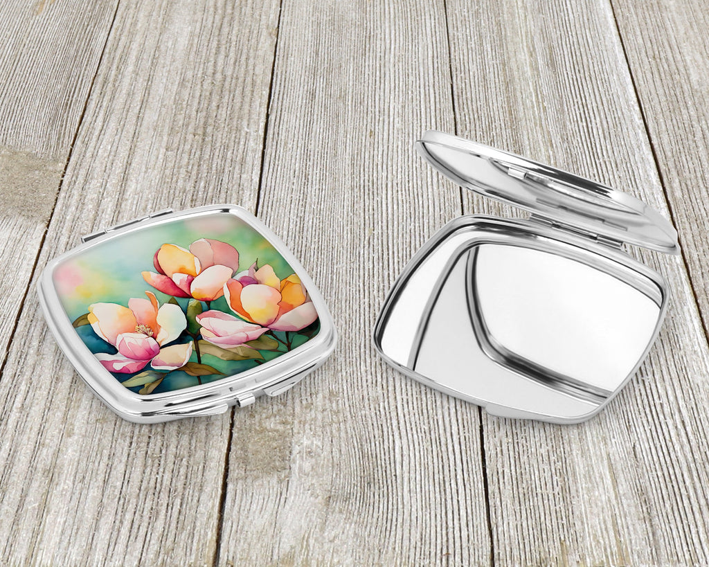 Mississippi Magnolia in Watercolor Compact Mirror Decorative Travel Makeup Mirror for Women Girls Gifts Pocket Makeup Mirror Folding Handheld