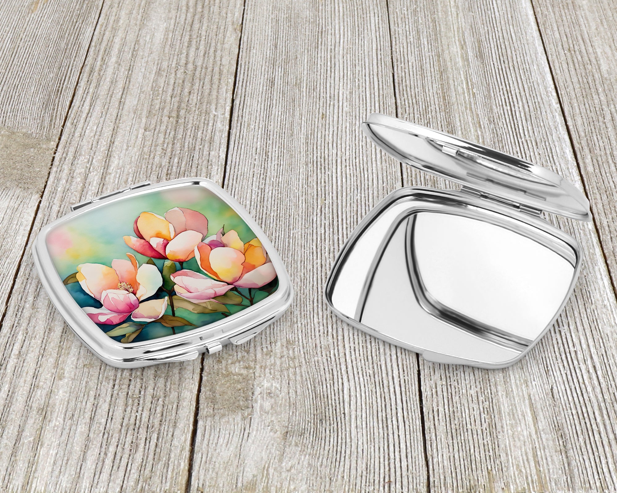 Mississippi Magnolia in Watercolor Compact Mirror Decorative Travel Makeup Mirror for Women Girls Gifts Pocket Makeup Mirror Folding Handheld