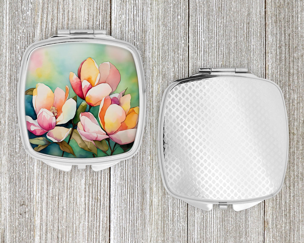 Mississippi Magnolia in Watercolor Compact Mirror Decorative Travel Makeup Mirror for Women Girls Gifts Pocket Makeup Mirror Folding Handheld