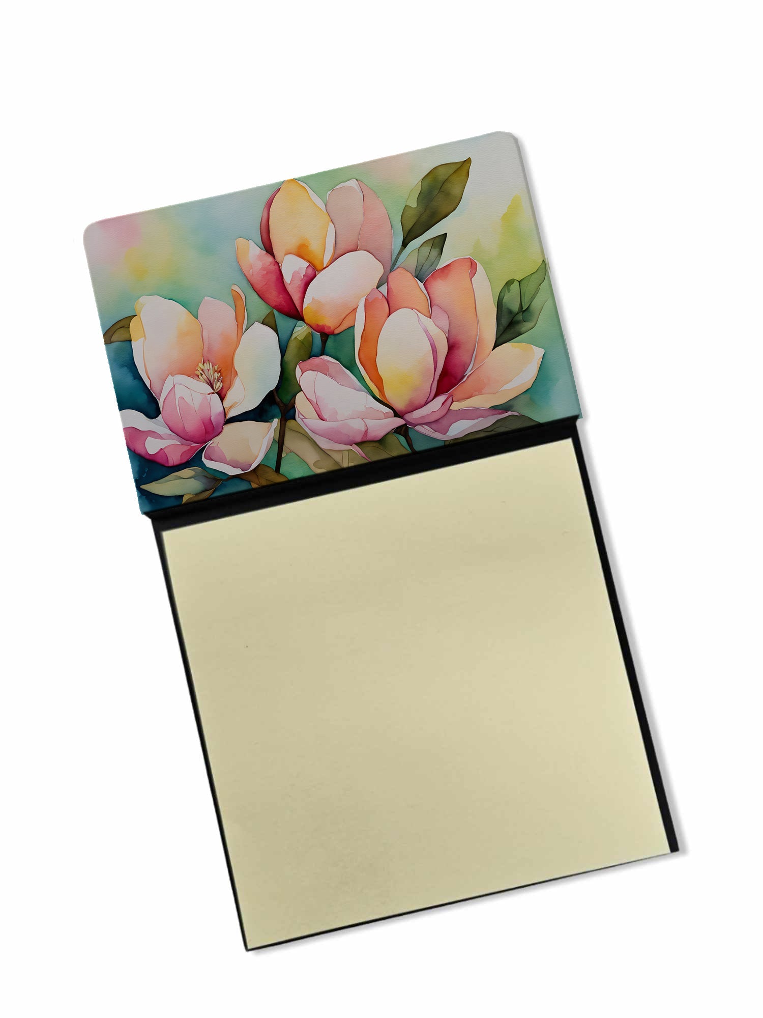 Mississippi Magnolia in Watercolor Watercolor Sticky Note Holder Refillable Dispenser Desk Accessory 3x3 Pad Gift