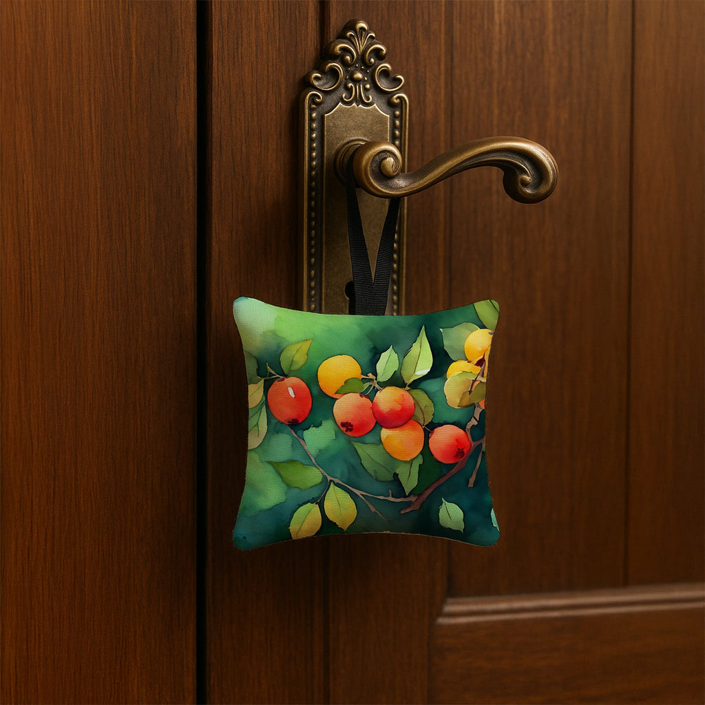 Missouri Hawthorns in Watercolor Hanging Square Fabric Ornament 3.5 × 3.5 Decorative Door-Knob & Tree Hanger, Soft Fabric
