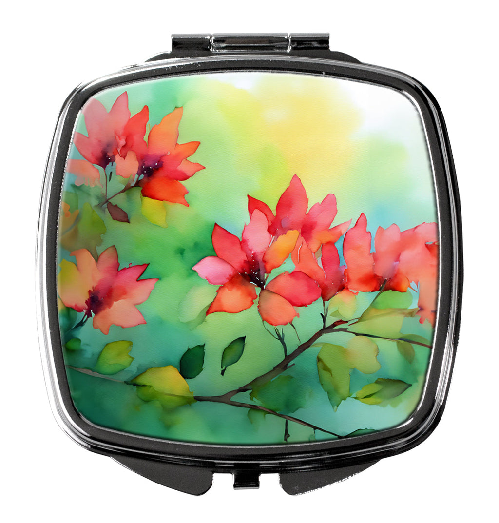 Missouri Hawthorns in Watercolor Compact Mirror Decorative Travel Makeup Mirror for Women Girls Gifts Pocket Makeup Mirror Folding Handheld