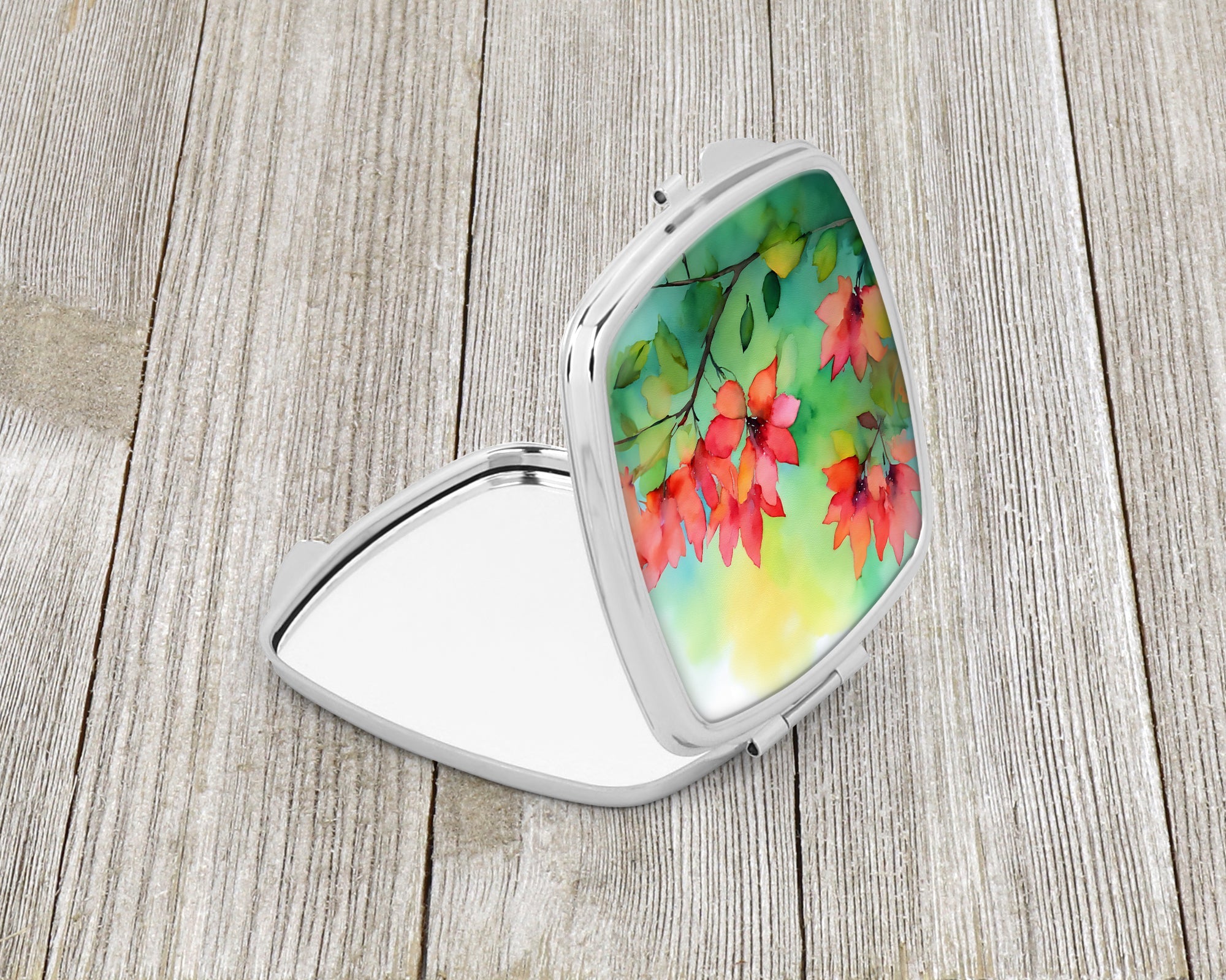Missouri Hawthorns in Watercolor Compact Mirror Decorative Travel Makeup Mirror for Women Girls Gifts Pocket Makeup Mirror Folding Handheld