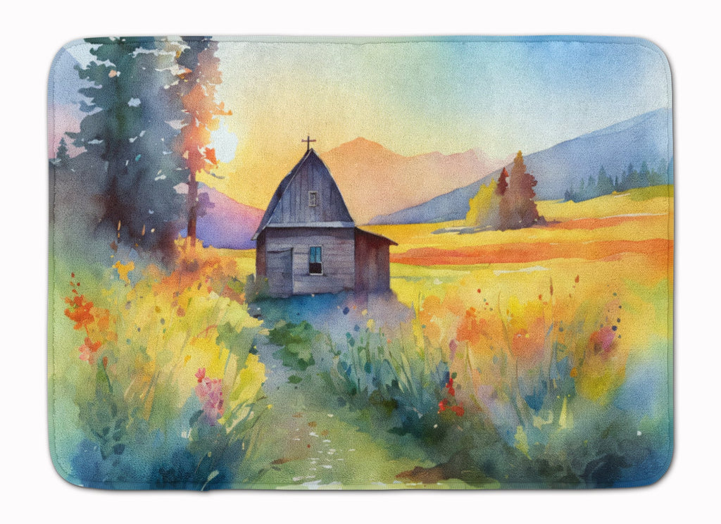 Montana Bitterroot in Watercolor Memory Foam Kitchen Mat Machine Washable Anti-Fatigue Cushion Comfort Bath or Kitchen Rug