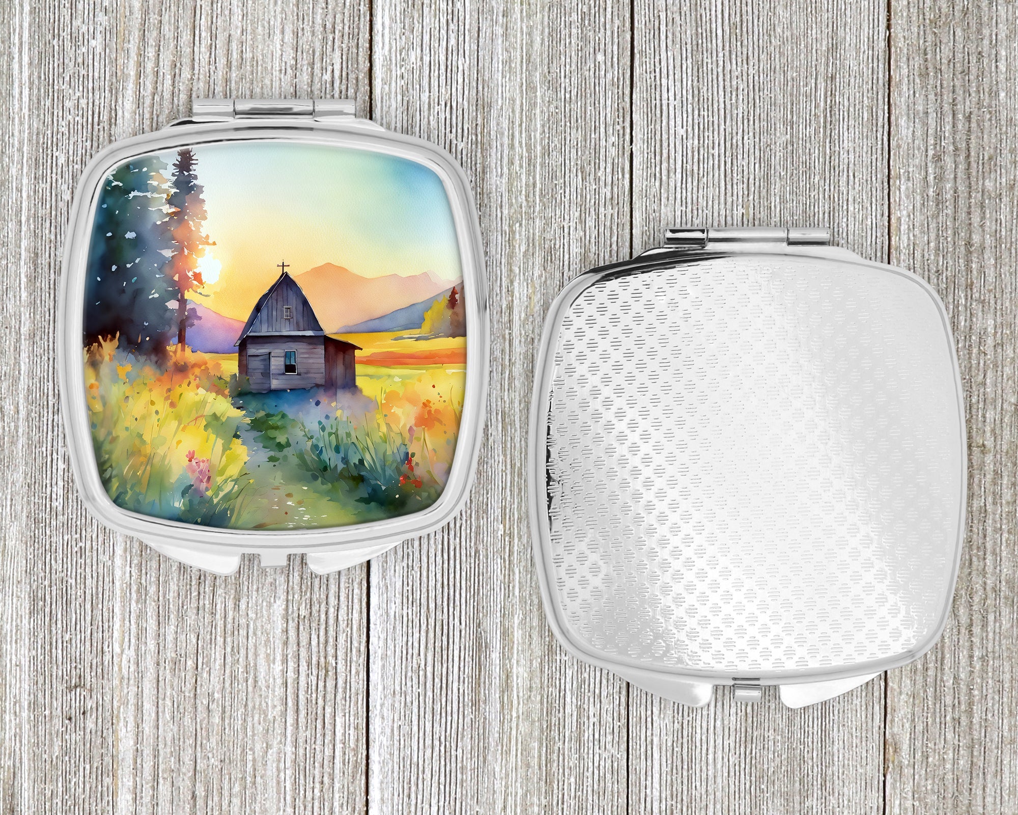 Montana Bitterroot in Watercolor Compact Mirror Decorative Travel Makeup Mirror for Women Girls Gifts Pocket Makeup Mirror Folding Handheld