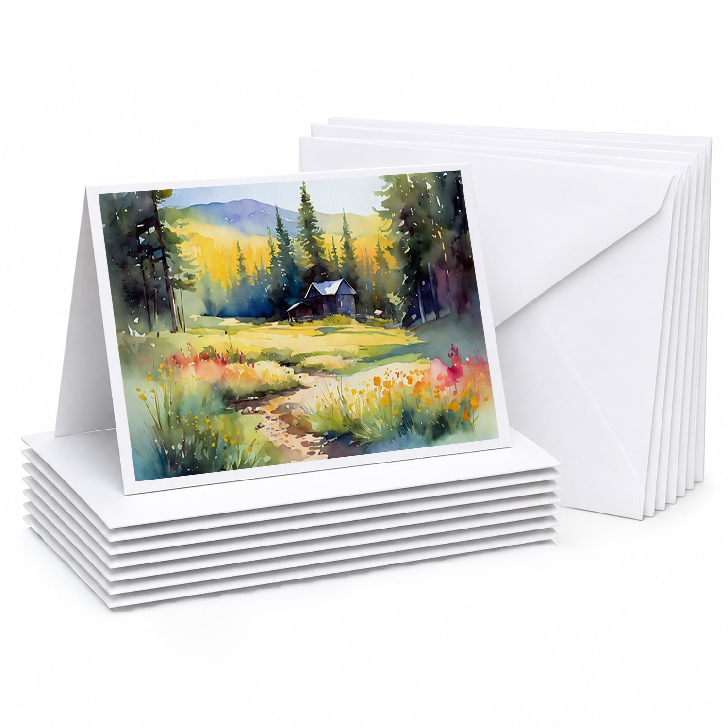 Montana Bitterroot in Watercolor Greeting Cards Pack of 8 Blank Cards with Envelopes Whimsical A7 Size 5x7