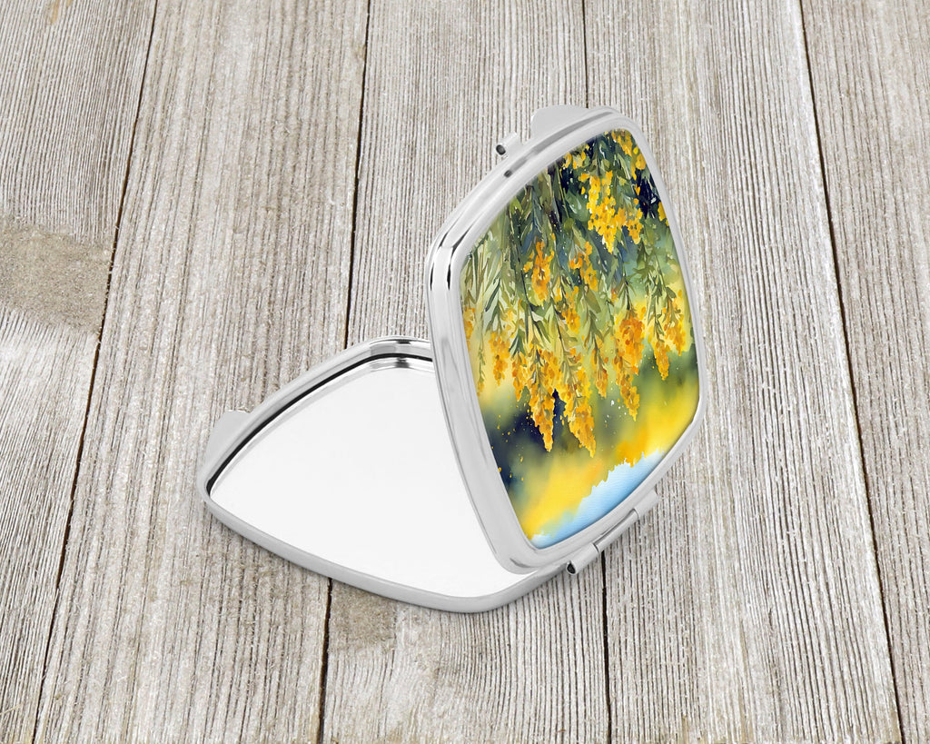 Nebraska Goldenrod in Watercolor Compact Mirror Decorative Travel Makeup Mirror for Women Girls Gifts Pocket Makeup Mirror Folding Handheld