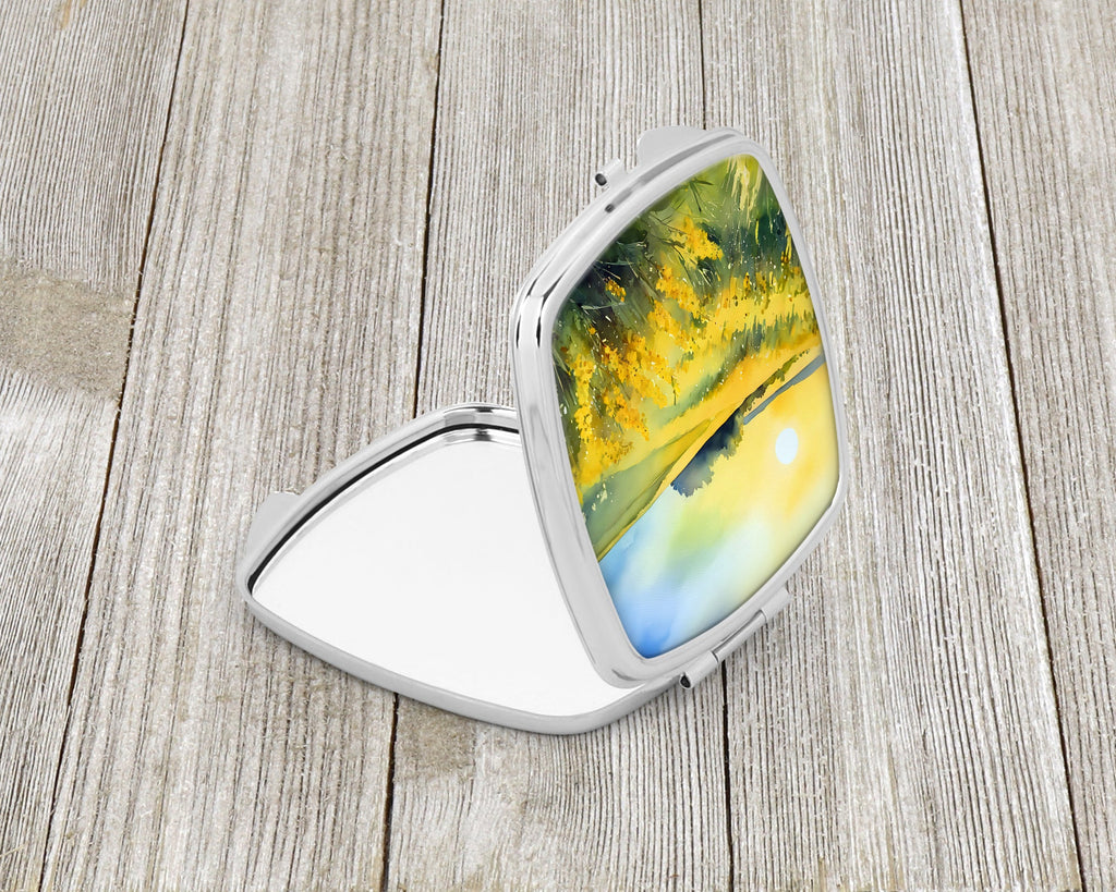 Nebraska Goldenrod in Watercolor Compact Mirror Decorative Travel Makeup Mirror for Women Girls Gifts Pocket Makeup Mirror Folding Handheld