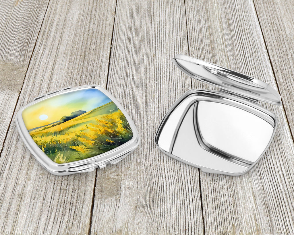 Nebraska Goldenrod in Watercolor Compact Mirror Decorative Travel Makeup Mirror for Women Girls Gifts Pocket Makeup Mirror Folding Handheld