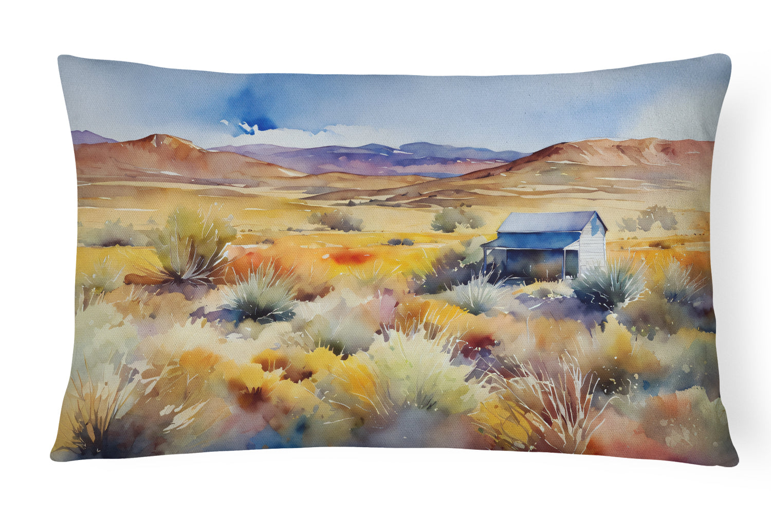 Nevada Sagebrush in Watercolor Decorative Throw Pillow 12x16 Indoor Outdoor Accent Cushion, Fabric Cover with Insert for Sofa, Bed, Porch & Living Room