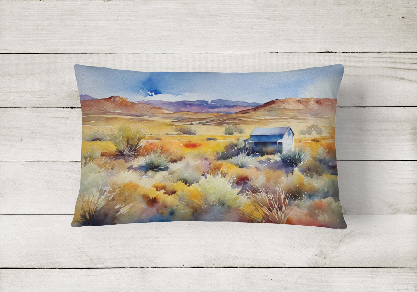 Nevada Sagebrush in Watercolor Decorative Throw Pillow 12x16 Indoor Outdoor Accent Cushion, Fabric Cover with Insert for Sofa, Bed, Porch & Living Room