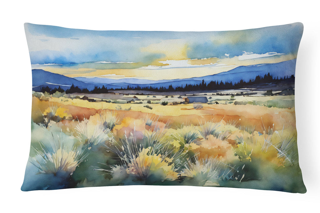 Nevada Sagebrush in Watercolor Decorative Throw Pillow 12x16 Indoor Outdoor Accent Cushion, Fabric Cover with Insert for Sofa, Bed, Porch & Living Room
