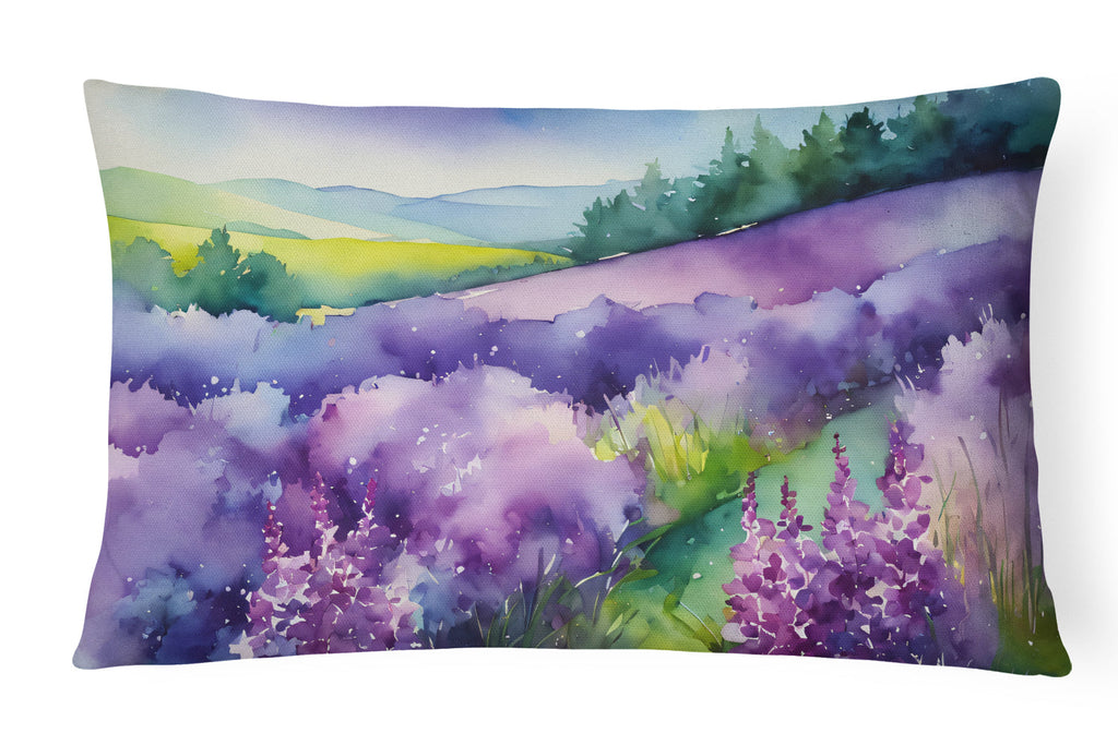 New Hampshire Purple Lilac in Watercolor Decorative Throw Pillow 12x16 Indoor Outdoor Accent Cushion, Fabric Cover with Insert for Sofa, Bed, Porch & Living Room