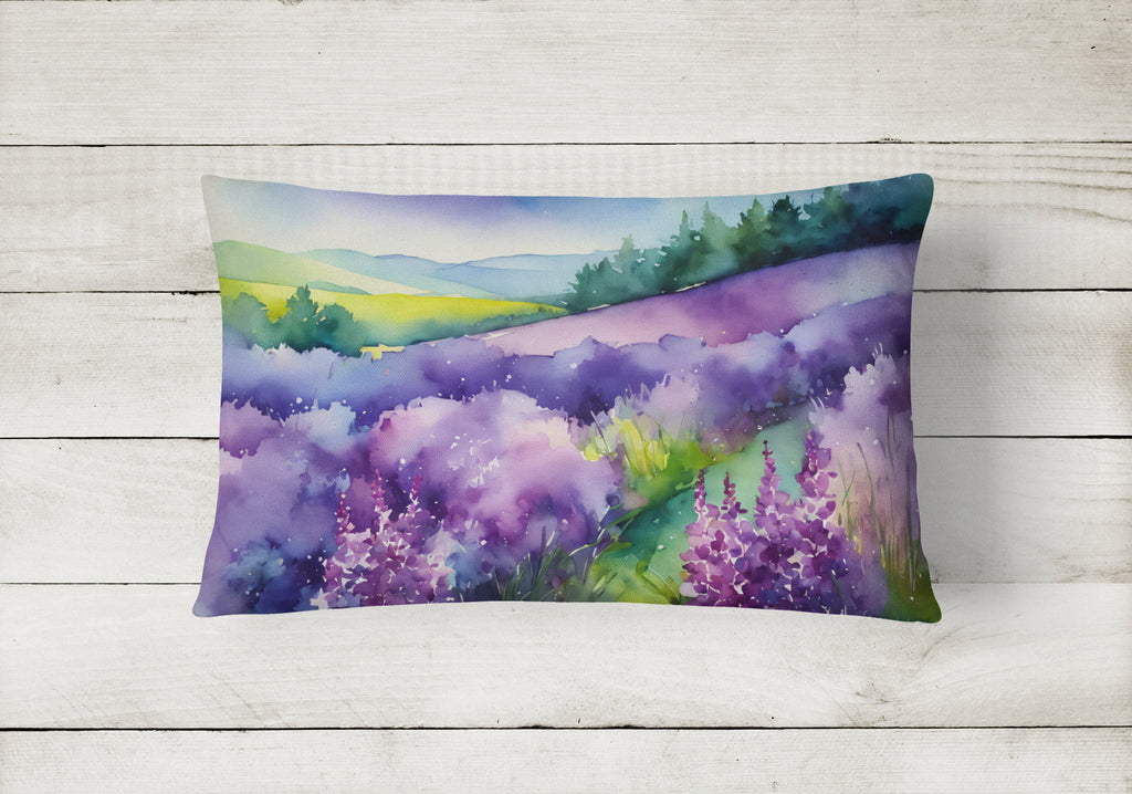 New Hampshire Purple Lilac in Watercolor Decorative Throw Pillow 12x16 Indoor Outdoor Accent Cushion, Fabric Cover with Insert for Sofa, Bed, Porch & Living Room