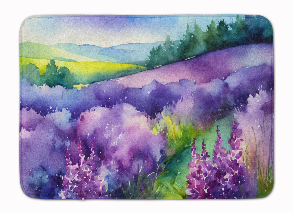 New Hampshire Purple Lilac in Watercolor Memory Foam Kitchen Mat Machine Washable Anti-Fatigue Cushion Comfort Bath or Kitchen Rug