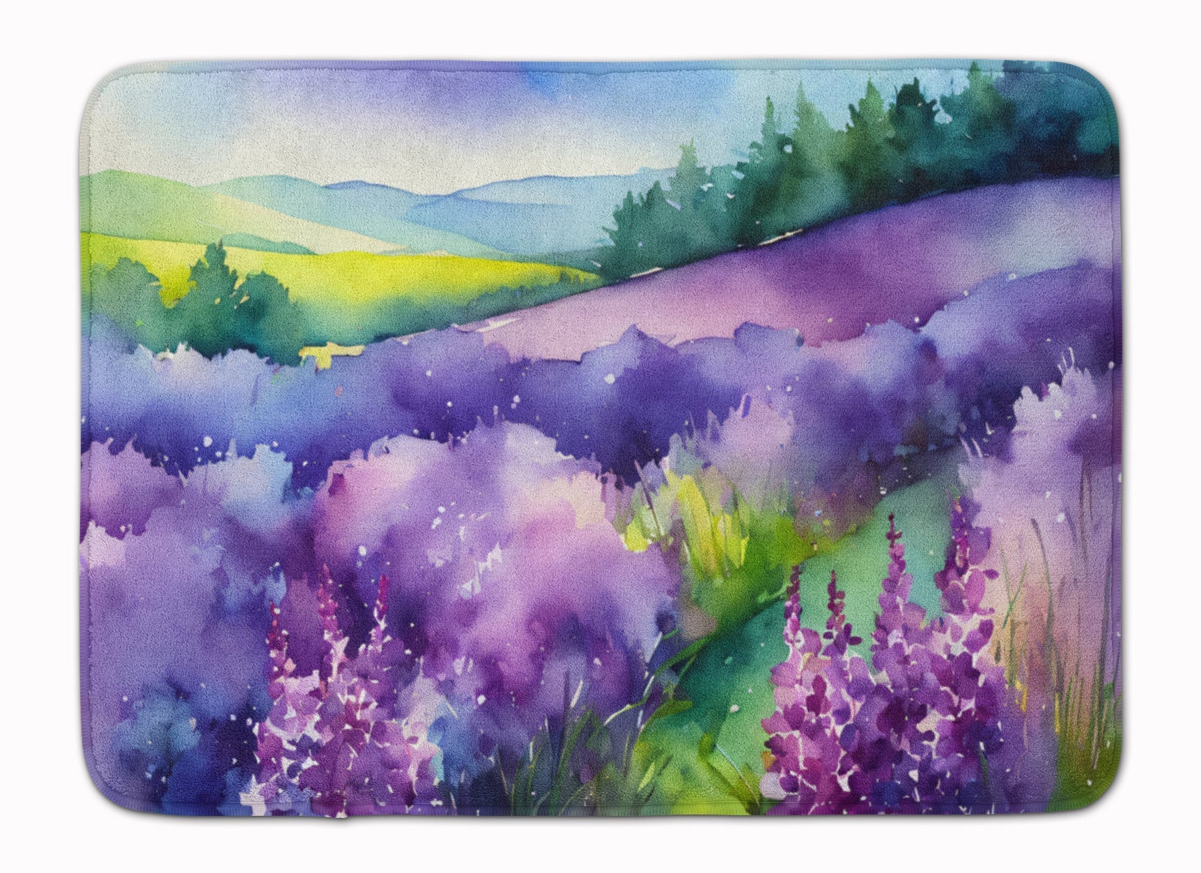 New Hampshire Purple Lilac in Watercolor Memory Foam Kitchen Mat Machine Washable Anti-Fatigue Cushion Comfort Bath or Kitchen Rug