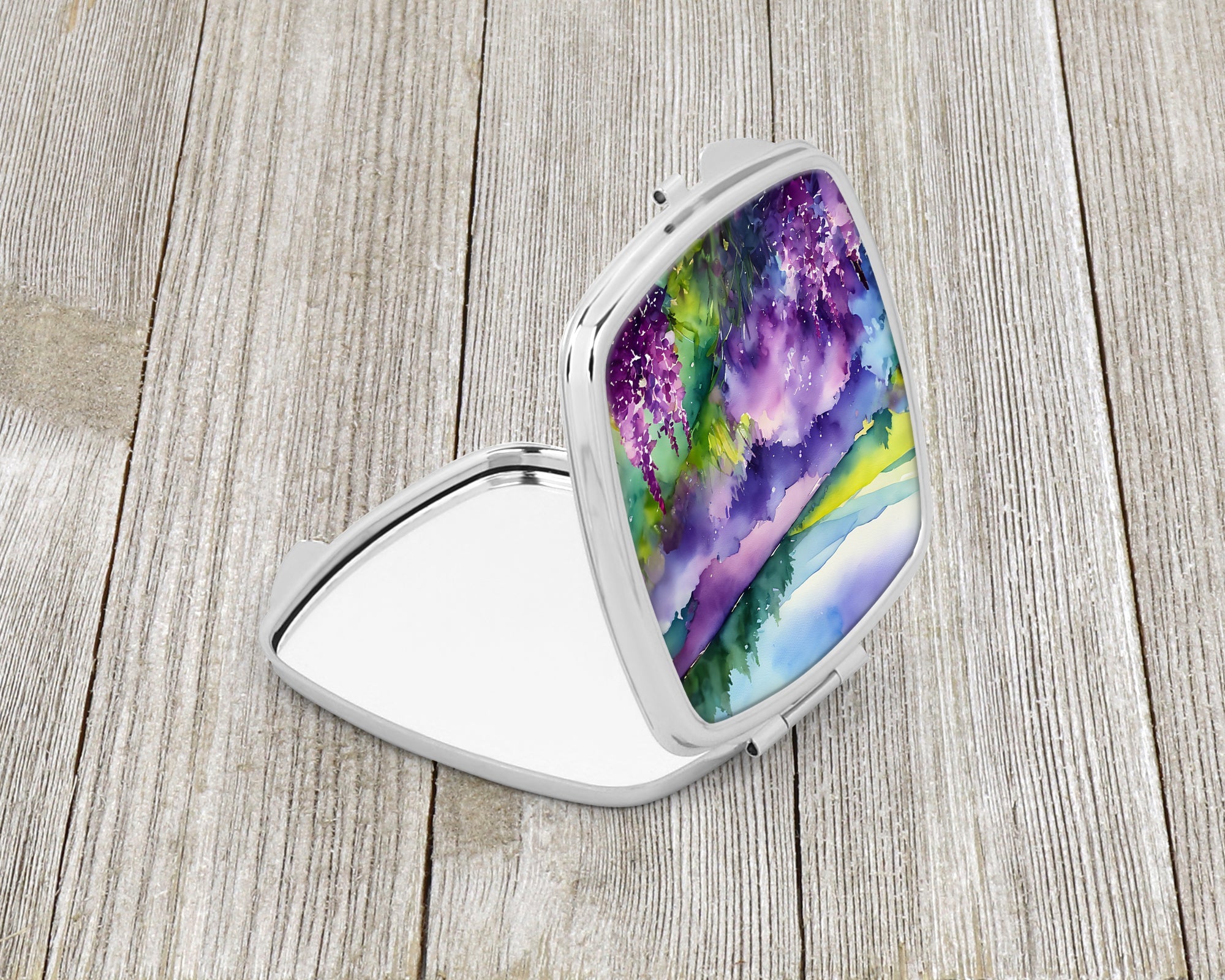 New Hampshire Purple Lilac in Watercolor Compact Mirror Decorative Travel Makeup Mirror for Women Girls Gifts Pocket Makeup Mirror Folding Handheld