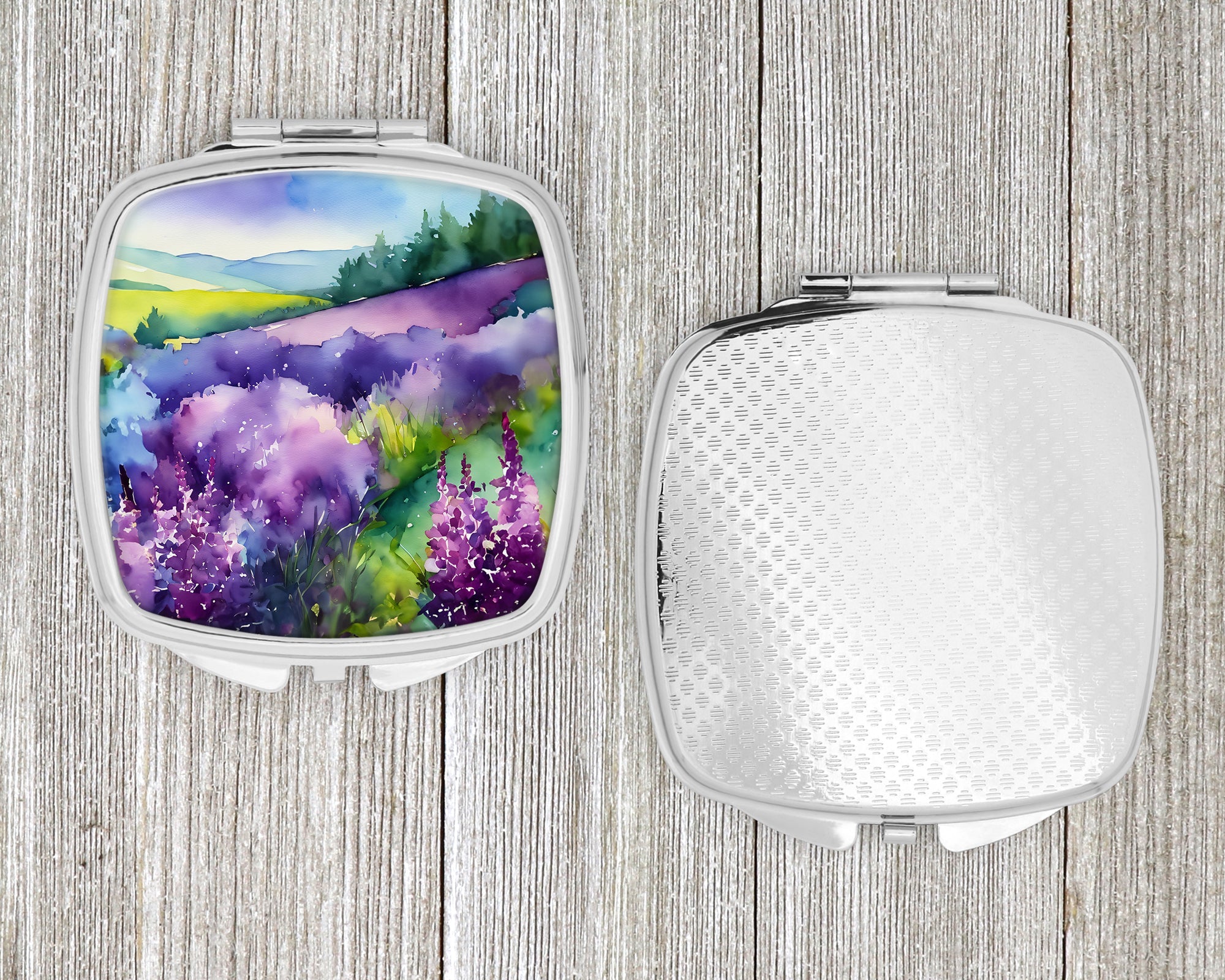 New Hampshire Purple Lilac in Watercolor Compact Mirror Decorative Travel Makeup Mirror for Women Girls Gifts Pocket Makeup Mirror Folding Handheld