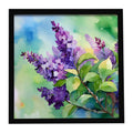 New Hampshire Purple Lilac in Watercolor Framed Metal Print Bathroom, Kitchen, Office, Home Decor Wall Art Ready to Hang, Square, 8X8