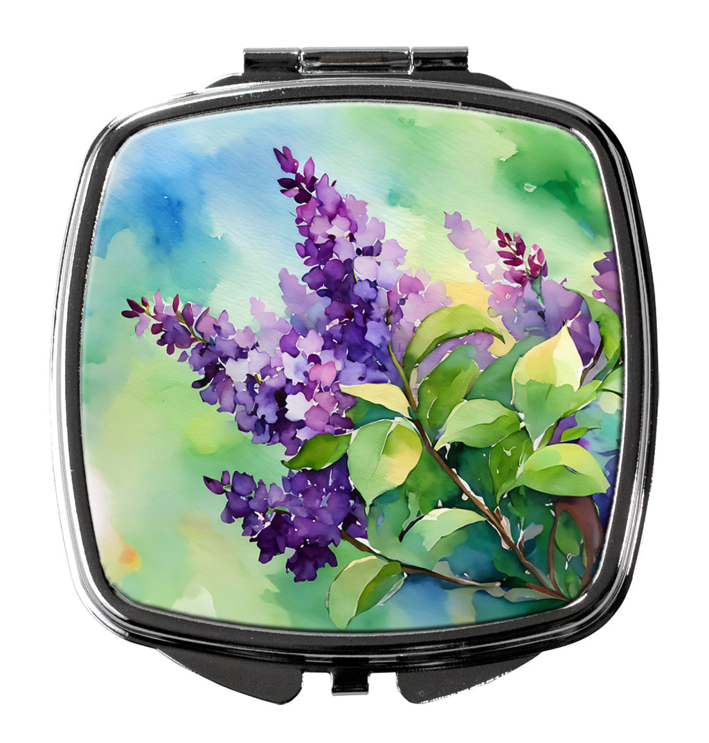New Hampshire Purple Lilac in Watercolor Compact Mirror Decorative Travel Makeup Mirror for Women Girls Gifts Pocket Makeup Mirror Folding Handheld