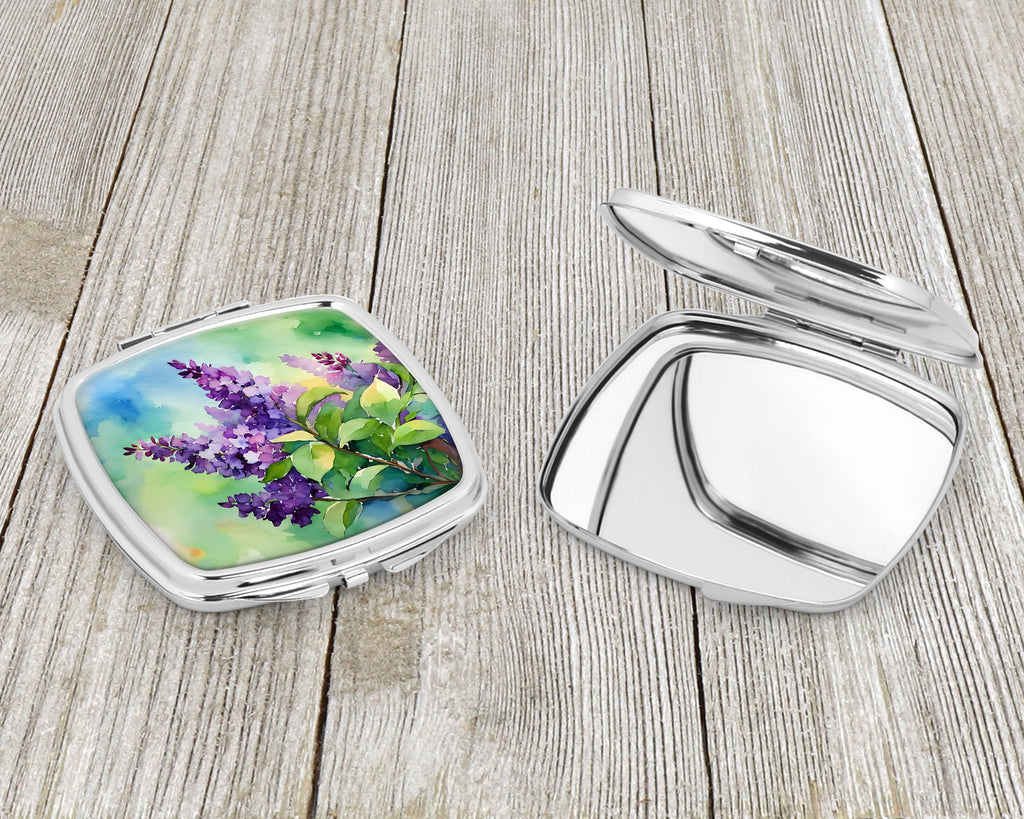 New Hampshire Purple Lilac in Watercolor Compact Mirror Decorative Travel Makeup Mirror for Women Girls Gifts Pocket Makeup Mirror Folding Handheld