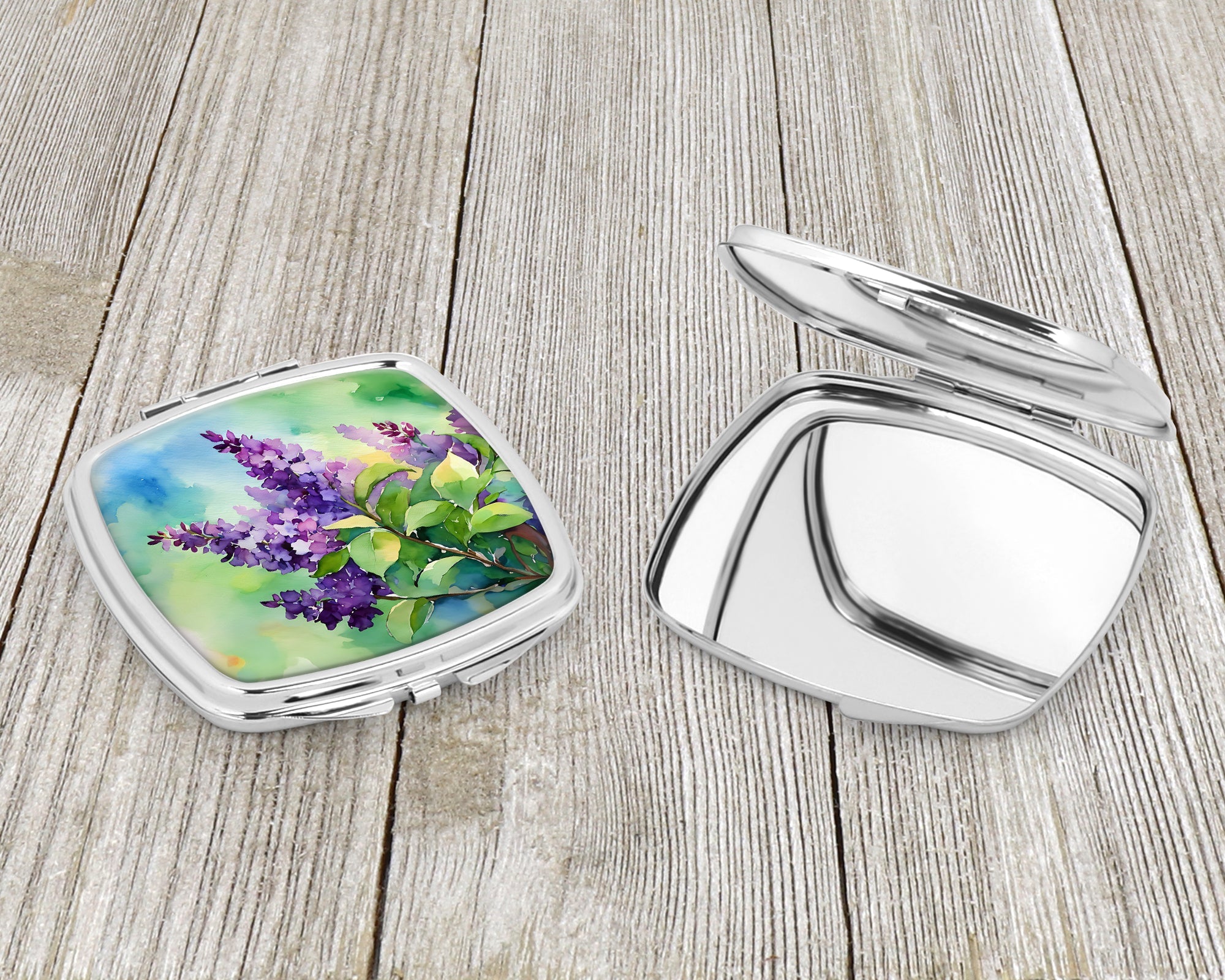 New Hampshire Purple Lilac in Watercolor Compact Mirror Decorative Travel Makeup Mirror for Women Girls Gifts Pocket Makeup Mirror Folding Handheld