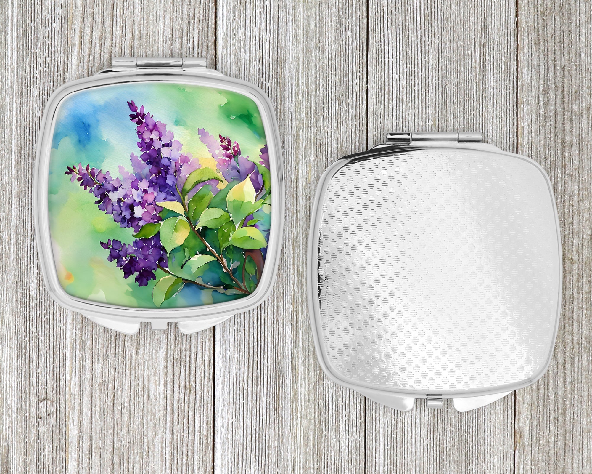 New Hampshire Purple Lilac in Watercolor Compact Mirror Decorative Travel Makeup Mirror for Women Girls Gifts Pocket Makeup Mirror Folding Handheld