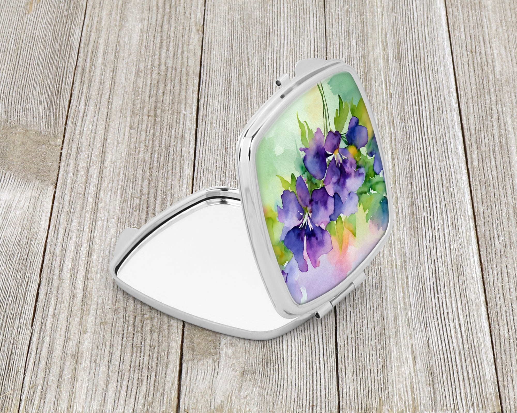New Jersey Violet in Watercolor Compact Mirror Decorative Travel Makeup Mirror for Women Girls Gifts Pocket Makeup Mirror Folding Handheld