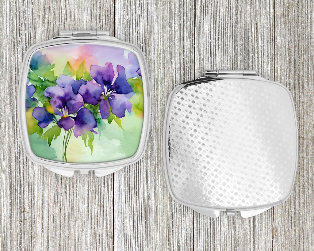 New Jersey Violet in Watercolor Compact Mirror Decorative Travel Makeup Mirror for Women Girls Gifts Pocket Makeup Mirror Folding Handheld