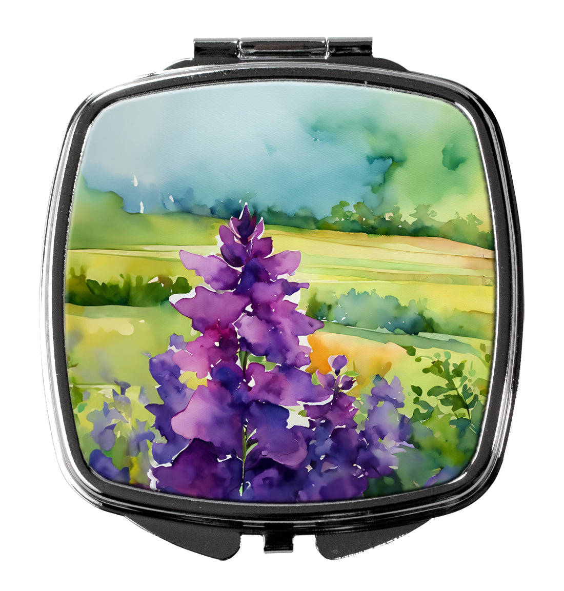 New Jersey Violet in Watercolor Compact Mirror Decorative Travel Makeup Mirror for Women Girls Gifts Pocket Makeup Mirror Folding Handheld