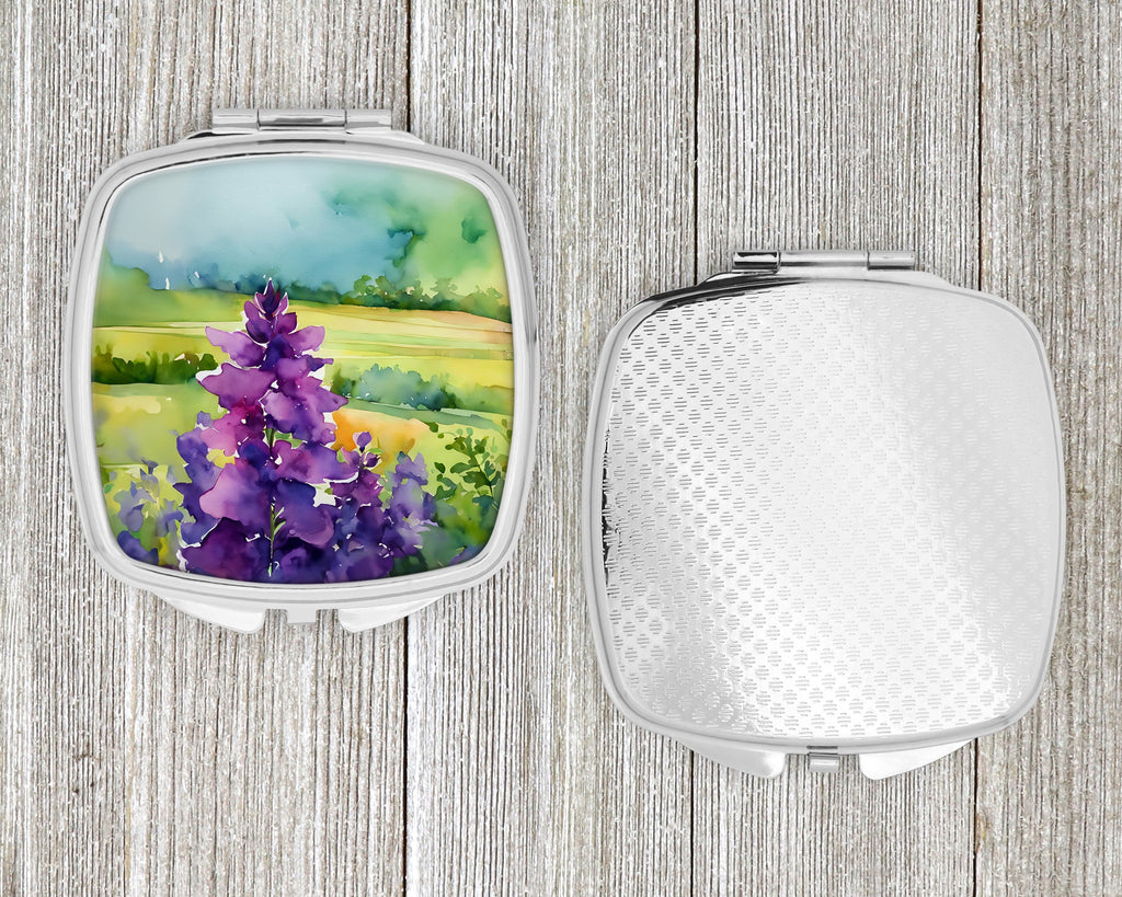 New Jersey Violet in Watercolor Compact Mirror Decorative Travel Makeup Mirror for Women Girls Gifts Pocket Makeup Mirror Folding Handheld