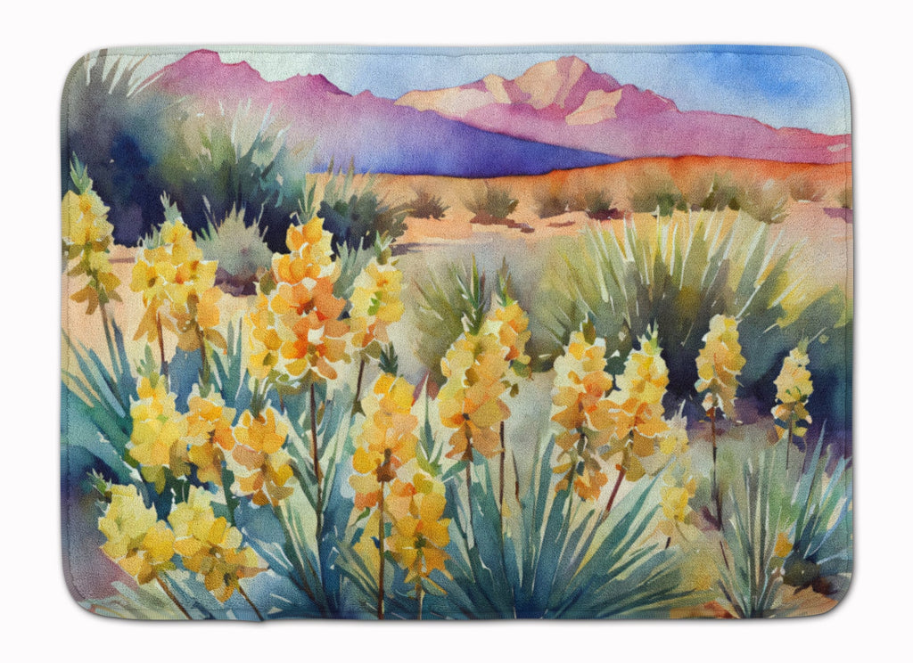 New Mexico Yucca Flower in Watercolor Memory Foam Kitchen Mat Machine Washable Anti-Fatigue Cushion Comfort Bath or Kitchen Rug