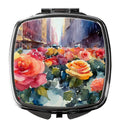 New York Roses in Watercolor Compact Mirror Decorative Travel Makeup Mirror for Women Girls Gifts Pocket Makeup Mirror Folding Handheld