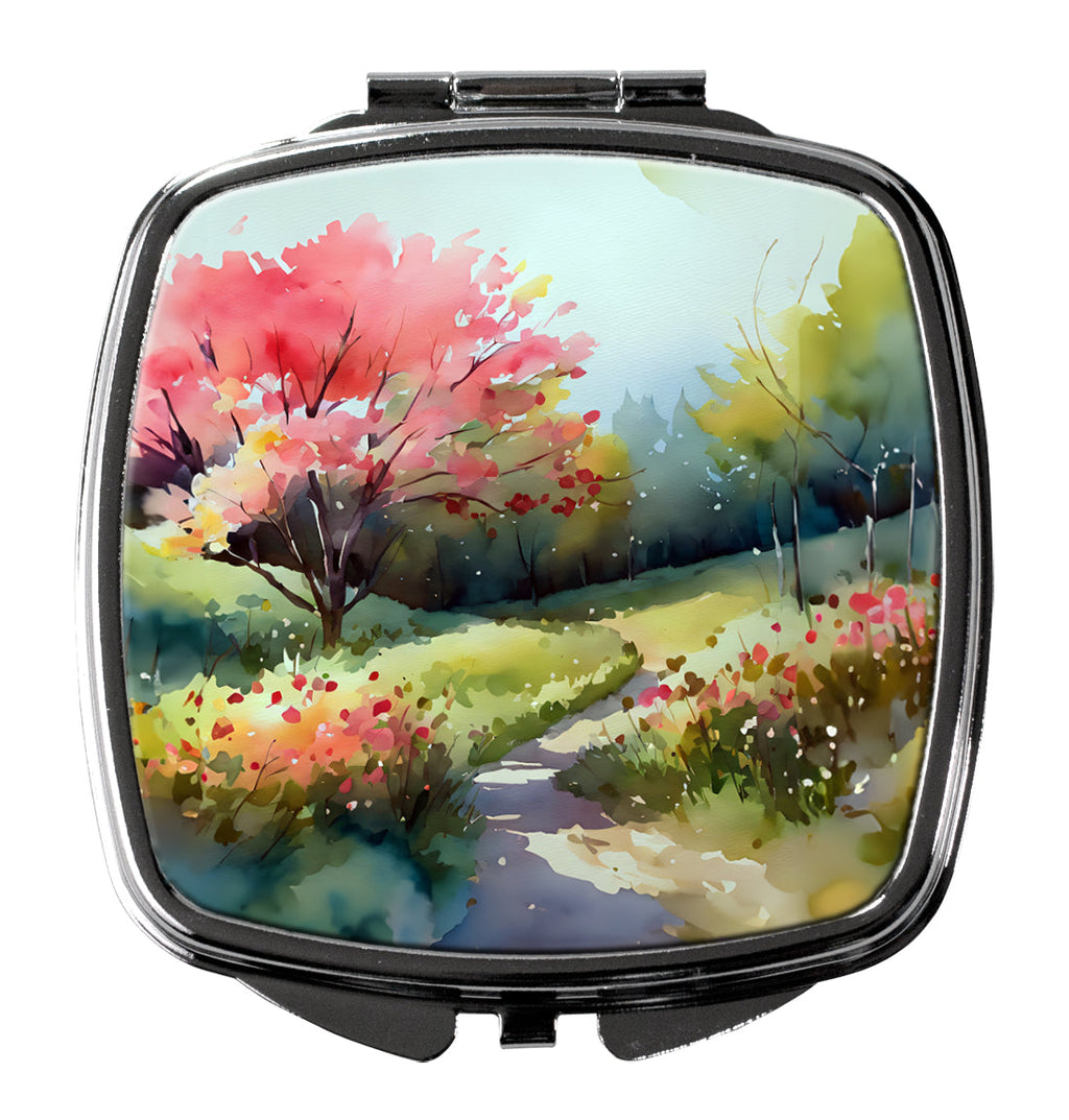 North Carolina Dogwoods in Watercolor Compact Mirror Decorative Travel Makeup Mirror for Women Girls Gifts Pocket Makeup Mirror Folding Handheld