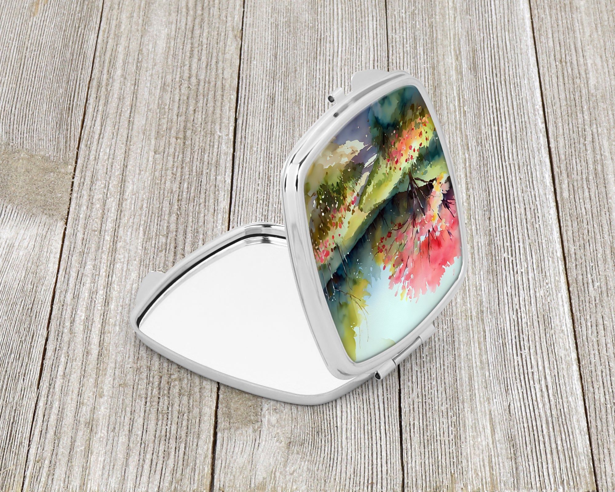 North Carolina Dogwoods in Watercolor Compact Mirror Decorative Travel Makeup Mirror for Women Girls Gifts Pocket Makeup Mirror Folding Handheld