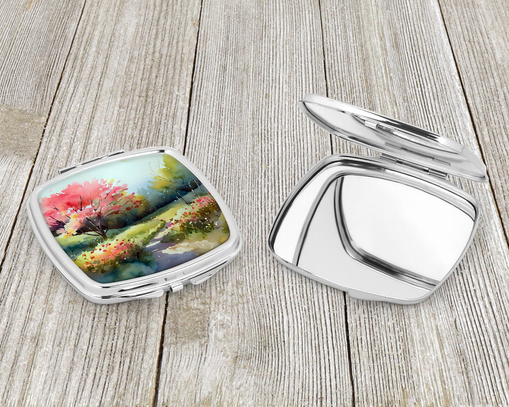 North Carolina Dogwoods in Watercolor Compact Mirror Decorative Travel Makeup Mirror for Women Girls Gifts Pocket Makeup Mirror Folding Handheld