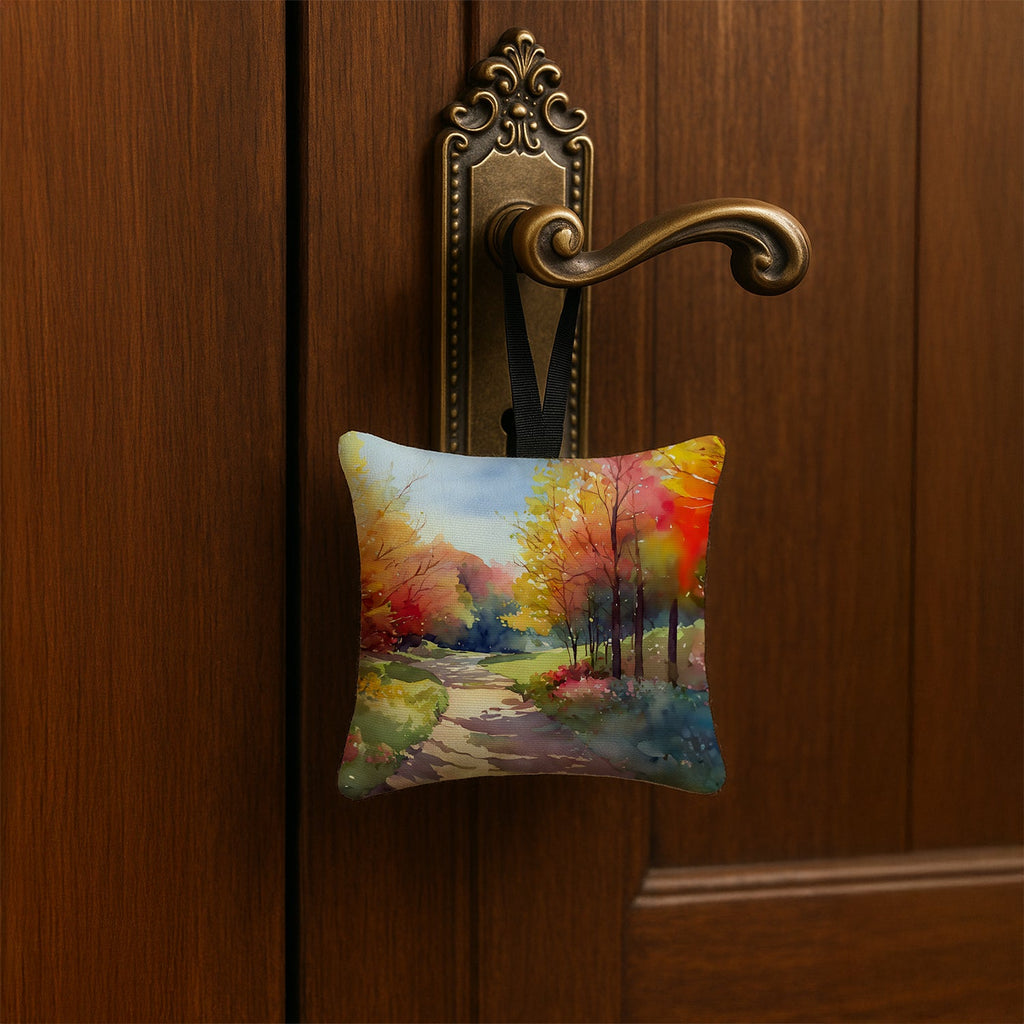 North Carolina Dogwoods in Watercolor Hanging Square Fabric Ornament 3.5 × 3.5 Decorative Door-Knob & Tree Hanger, Soft Fabric