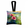 North Dakota Wild Prairie Roses in Watercolor Hanging Square Fabric Ornament 3.5 × 3.5 Decorative Door-Knob & Tree Hanger, Soft Fabric