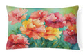 Ohio Scarlet Carnations in Watercolor Decorative Throw Pillow 12x16 Indoor Outdoor Accent Cushion, Fabric Cover with Insert for Sofa, Bed, Porch & Living Room