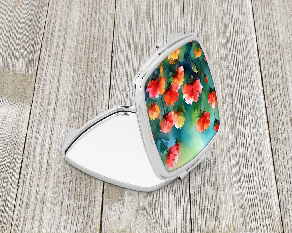 Ohio Scarlet Carnations in Watercolor Compact Mirror Decorative Travel Makeup Mirror for Women Girls Gifts Pocket Makeup Mirror Folding Handheld