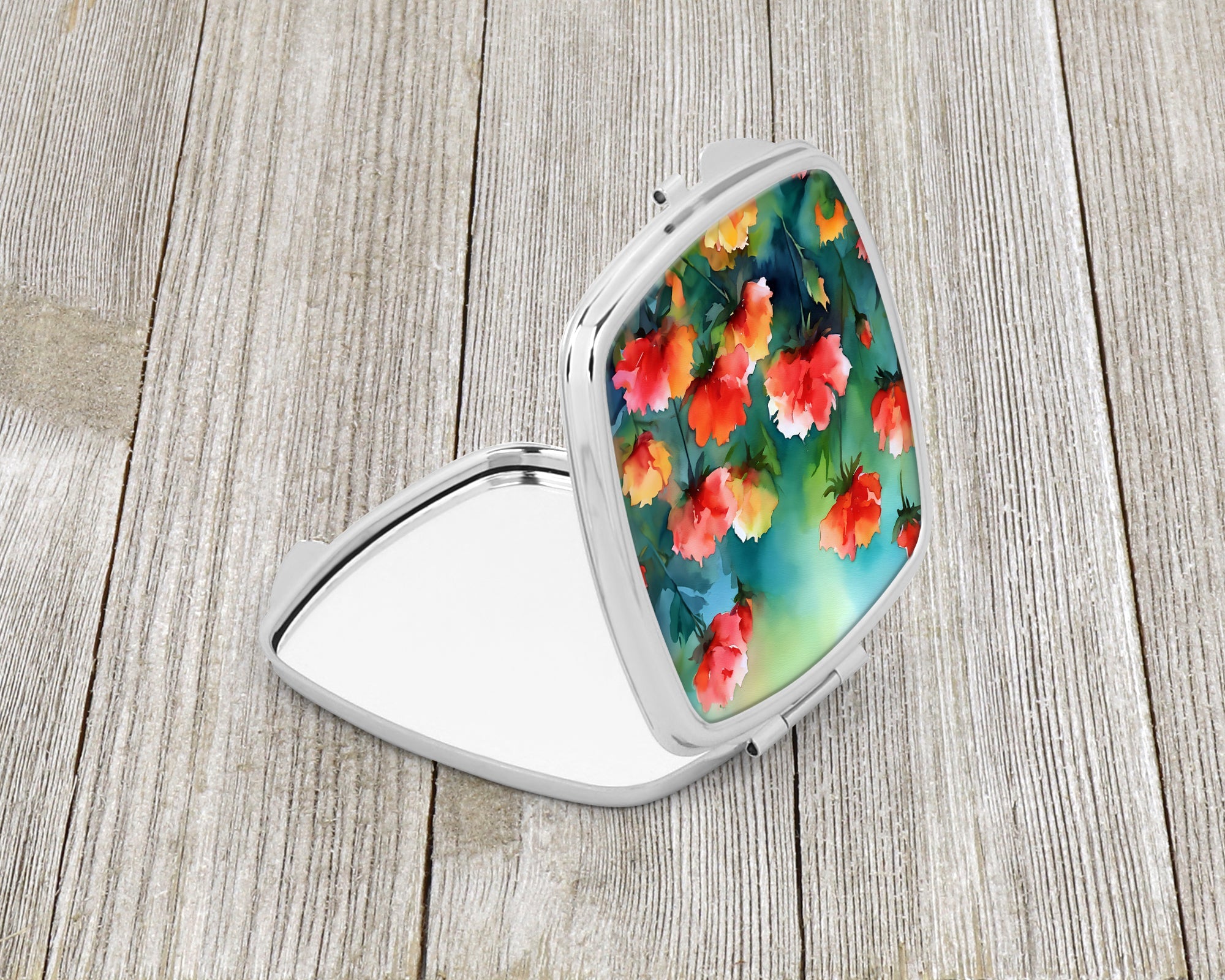 Ohio Scarlet Carnations in Watercolor Compact Mirror Decorative Travel Makeup Mirror for Women Girls Gifts Pocket Makeup Mirror Folding Handheld