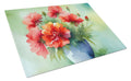 Ohio Scarlet Carnations in Watercolor Cutting Board Tempered Glass Kitchen Cutting Surface, Heat Resistant Chopping, Non-Slip Feet, Food Prep & Serving