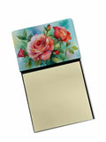 Oklahoma Roses in Watercolor Watercolor Sticky Note Holder Refillable Dispenser Desk Accessory 3x3 Pad Gift