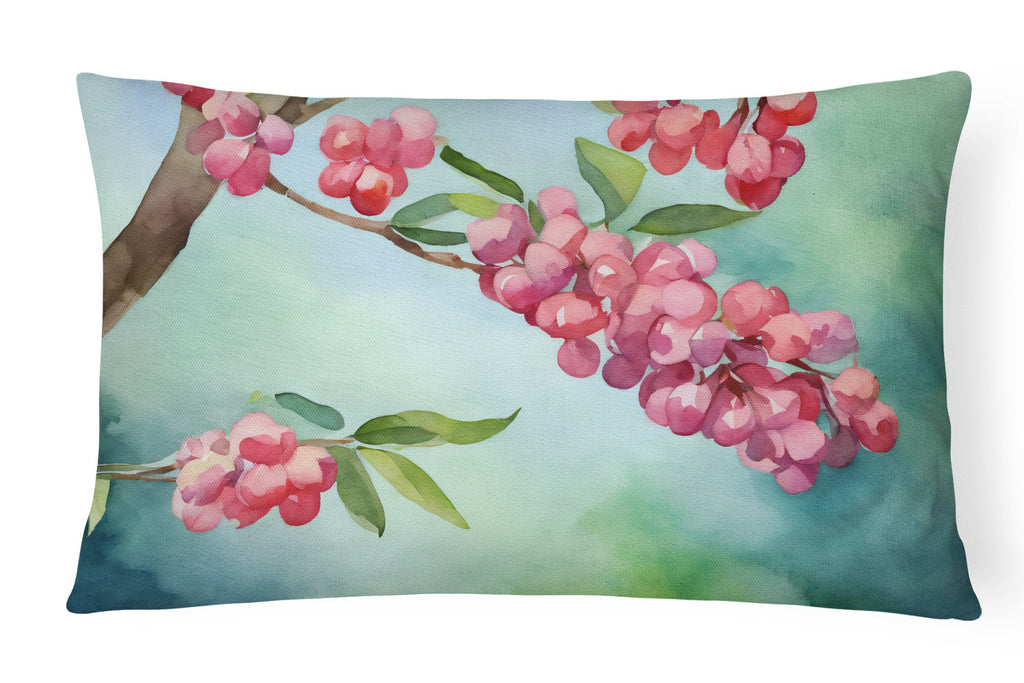 Pennsylvania Mountain Laurels in Watercolor Decorative Throw Pillow 12x16 Indoor Outdoor Accent Cushion, Fabric Cover with Insert for Sofa, Bed, Porch & Living Room