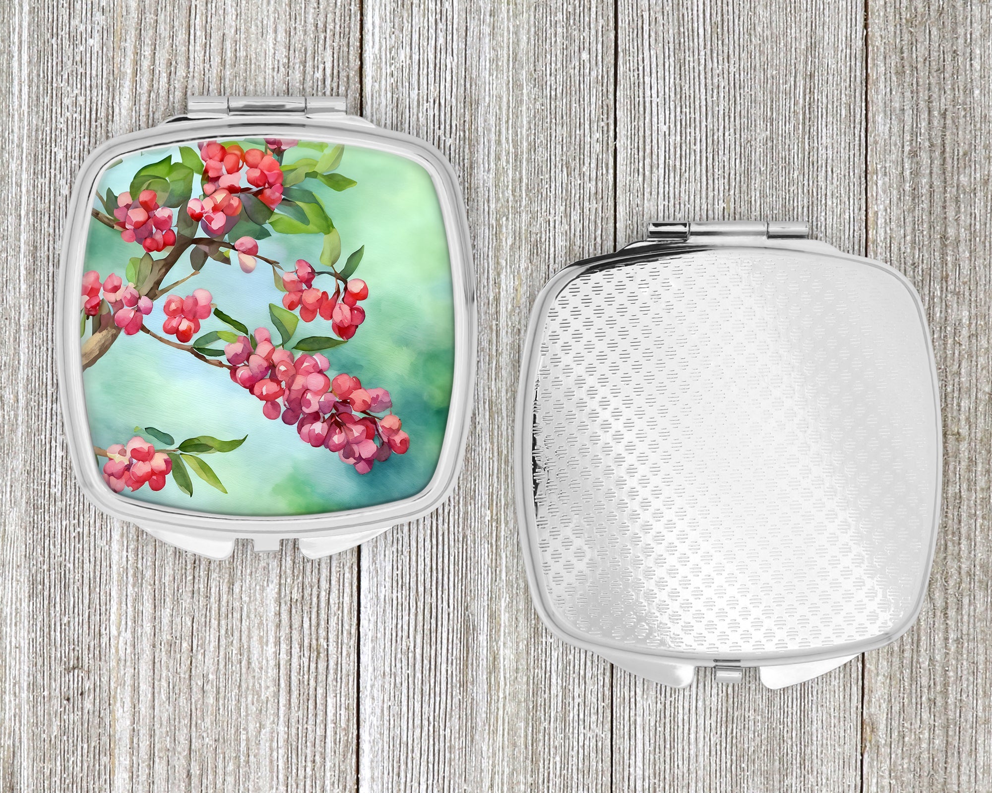 Pennsylvania Mountain Laurels in Watercolor Compact Mirror Decorative Travel Makeup Mirror for Women Girls Gifts Pocket Makeup Mirror Folding Handheld